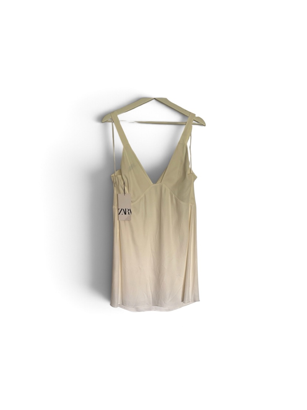 Zara | White V-Neck Slip Dress with Thin Straps